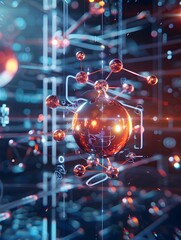 Fototapeta premium Vibrant Molecular Dynamics A Cinematic D Render of a Chemical Reactions Processes