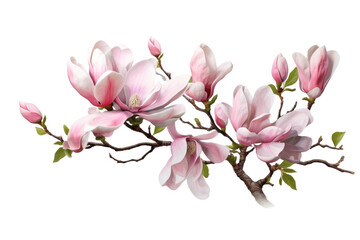Ethereal Ballet of Pink Magnolia on Transparent PNG Background...