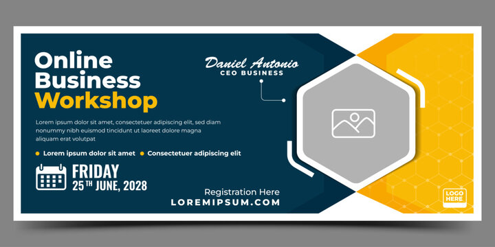 Business webinar modern horizontal banner template design