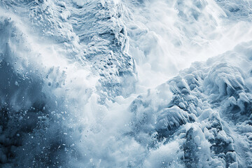 Generative ai on theme of descent of an huge avalanche from the mountain, winter nature landscape