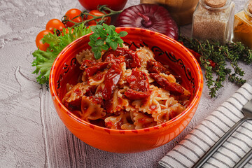 Italian pasta with dry tomato