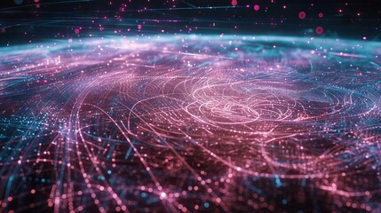 Fototapeta premium The Connected Cosmos, Lines and Light Depict Network Revolution