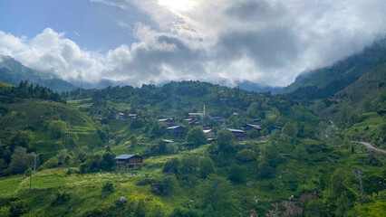 artvin plateau house above the clouds blue clear sky