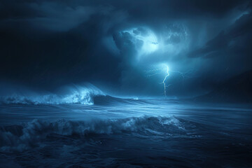 Generative ai on theme of a dramatic dark storm clouds before rain creating spectacular landscape