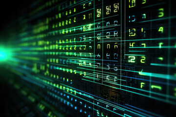 Generative ai on theme of digital data in computer memory for design natural abstract background