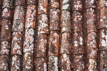 Photo background texture, old tile roof in the latest Obidos.