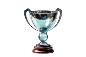 The Glowing Azure Trophy: A Spectacular Win on Transparent PNG Background...