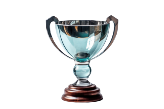 The Glowing Azure Trophy: A Spectacular Win on Transparent PNG Background...