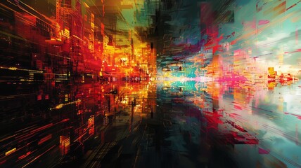 Naklejka premium Spectrum overload in fractured digital art