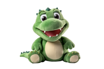 The Enchanted Green Crocodile on Transparent PNG Background...
