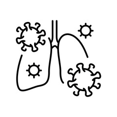 Bronchitis line black icon. Human disease sign for web page, mobile app,
