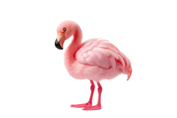 Graceful Pink Flamingo Elegance on Transparent PNG Background...