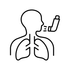 Pulmonary disease astma line black icon. Human disease sign for web page, mobile app,