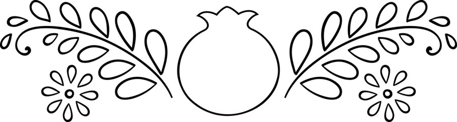 Judaica cute clipart. Holiday black linear illustration