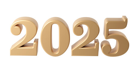 Happy New Year 2025 with shiny 3D numbers. Holiday christmas golden celebration design. Premium element Illustration for poster, banner, calendar and greeting card