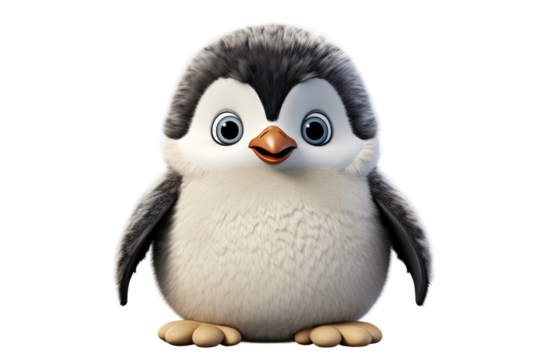 The Adorable Penguins Dance on a Blank Canvas on Transparent PNG Background...