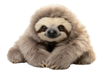 Fototapeta premium Ethereal Serenity: A Stuffed Sloths Tranquil Repose on Transparent PNG Background...