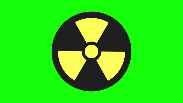 radiation warning sign 3D green screen