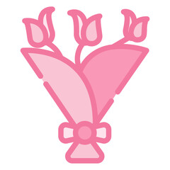 Flower Bouquet Icon in Filled Line Style