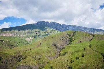 Caucasian mountains, high peaks. Natural landscape