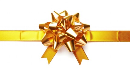 Gold ribbon with bow isolated on white