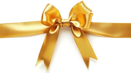 Gold ribbon with bow isolated on white