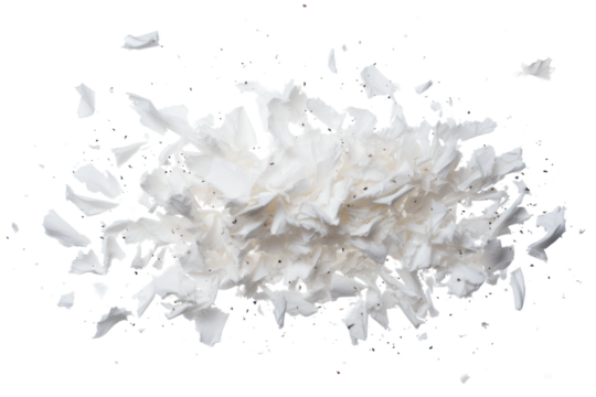 Ethereal White Flakes Dancing on a Blank Canvas on Transparent PNG Background...