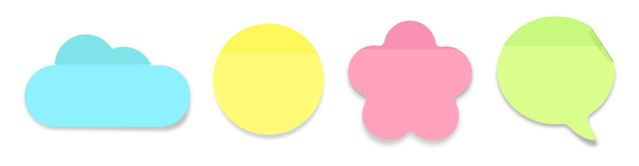 Obraz premium post-its shapes flower circle clouod speach bubble color horizontal