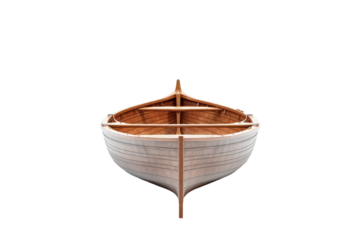 Whispers of Serenity: A Wooden Canoe Drifts on a Blank Canvas on Transparent PNG Background...