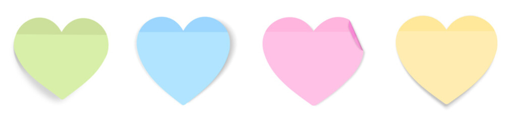 post-its hearts diferent colors horizontal