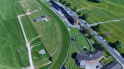 Aerial view of Beverley Racecourse. thoroughbred horse racing sports venue, yorkshire. England