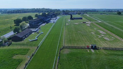 Aerial view of Beverley Racecourse. thoroughbred horse racing sports venue, yorkshire. England