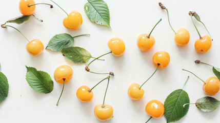Sweet yellow cherry on white background - Powered by Adobe