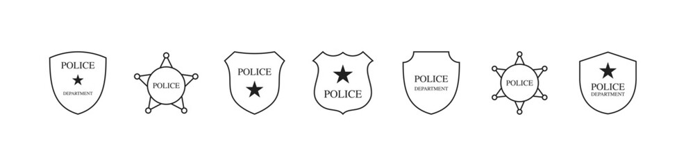 Police department badge icon set. Vector EPS 10