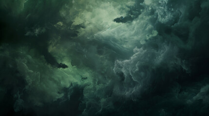 Fototapeta premium Background of Renaissance Dark Stormy Clouds: Brooding Cyan Teal Turquoise Nightfall Chiaroscuro