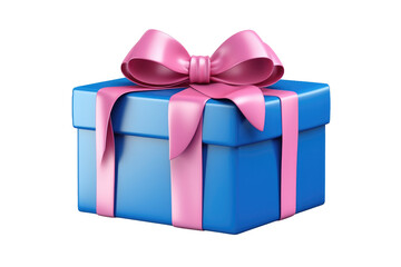 Obraz premium Enchanted Blue Surprise: A Pink Bow Adorns the Gift Box on Transparent PNG Background...