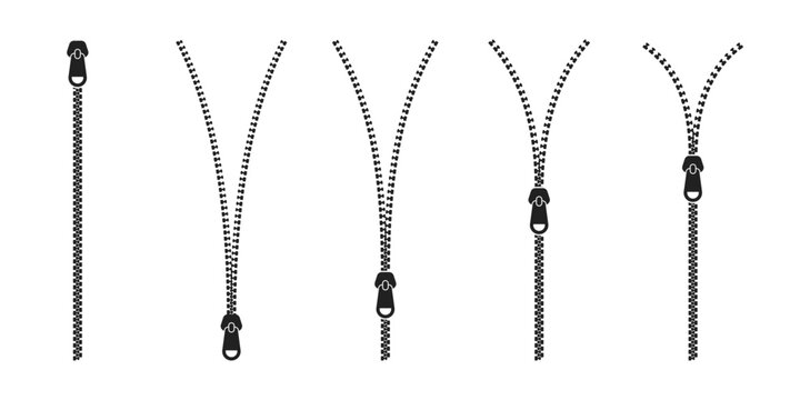 Closed and open zipper icon set. Vector EPS 10