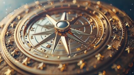 Fototapeta premium Astronaut with compass, navigating space with stars as backdrop