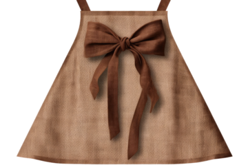 The Elegant Brown Apron: A Touch of Sophistication on Transparent PNG Background...