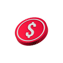 Dollar sign coin con 3d red color