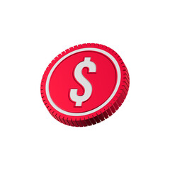 Dollar sign coin con 3d red color