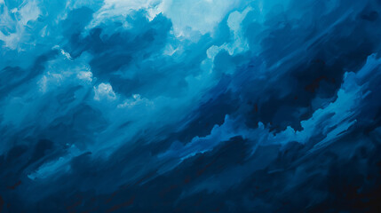 Background of Renaissance Dark Stormy Cloud Painting: Blue, Sapphire, Menacing Colors in Evening Dramatic Style"