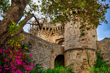 The majestic walls of the Rhodes Fortress.