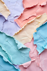 Torn grunge ripped pastel colorful different paper pieces background