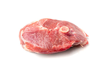 Raw mutton leg fillet isolated, lamb meat pieces, tenderloin or mutton sirloin meat. Fresh sheep fillet