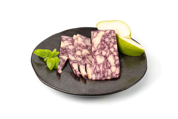 Windsor Red Cheese, Wine Derby Marble Cheese, Marbled Cheddar Aged in Wine Isolated