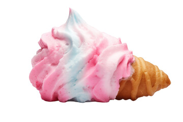 Whimsical Pink and Blue Bliss: A Heavenly Ice Cream Cone on Transparent PNG Background...