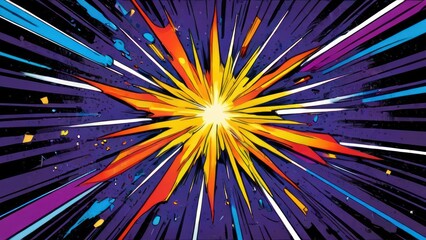 comic background illustration. comic-style explosion graphic with vibrant colors and dynamic action lines
