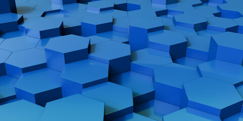 Light blue hexagons modern background 3d render 3d illustration
