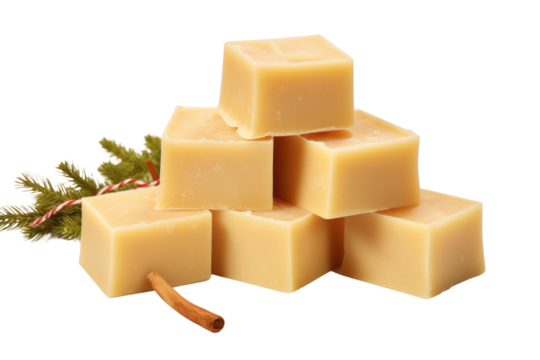 Towering Cubes With a Delicate Cinnamon Finale on Transparent PNG Background...